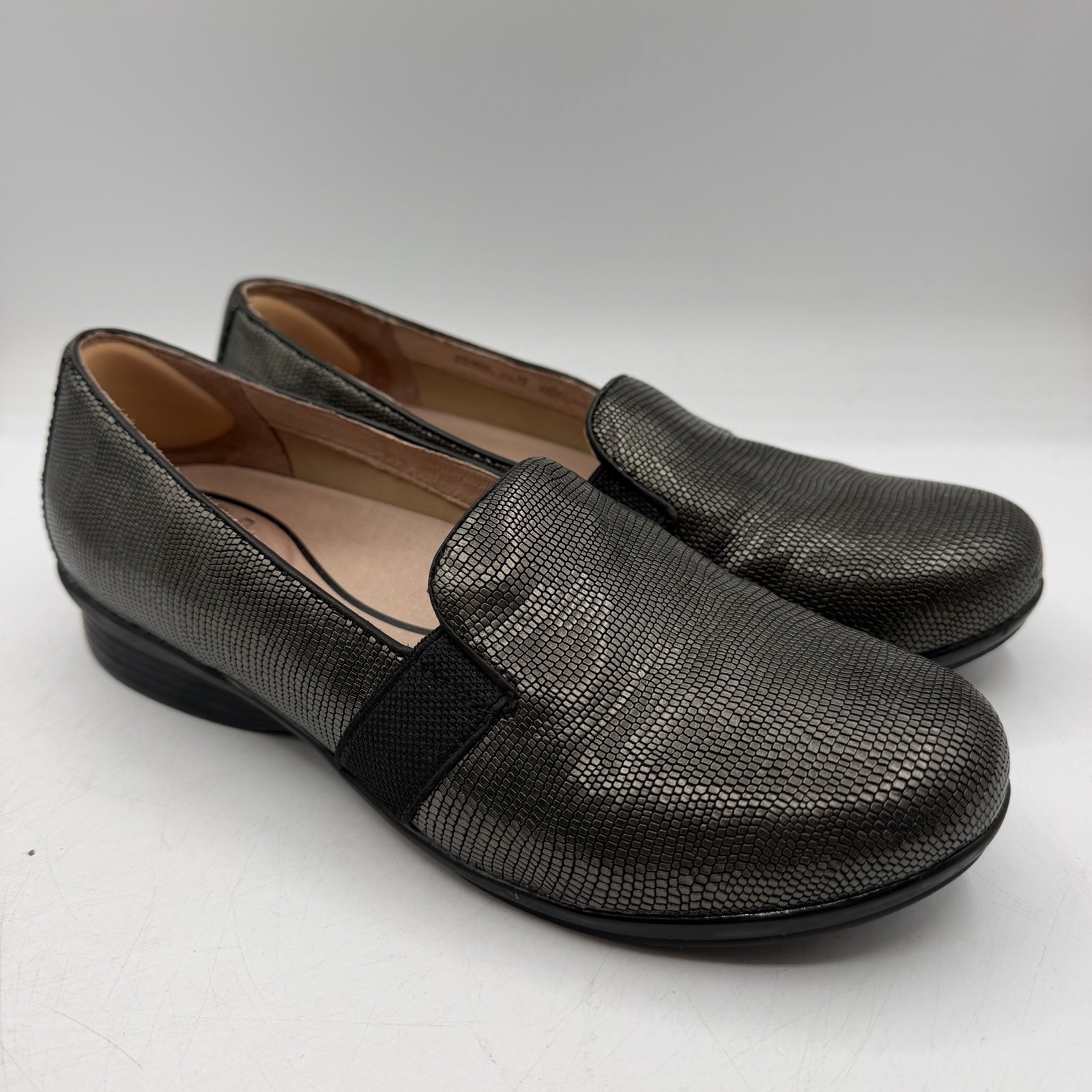 Dansko Addy Loafers Womens Eu 40 Us 9.5-10 Gold Metallic Lizard Slip On Shoes